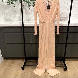 Jluxlabel pink sequence long sleeve jumpsuit small